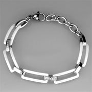 3W1016 - High polished (no plating) Stainless Steel Bracelet with Ceramic  in White