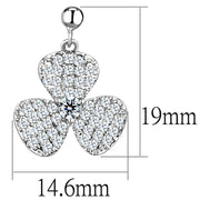 3W662 - Rhodium Brass Earrings with AAA Grade CZ  in Clear