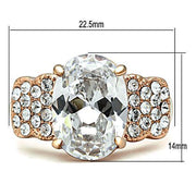 GL141 - IP Rose Gold(Ion Plating) Brass Ring with AAA Grade CZ  in Clear