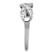 3W757 - Rhodium Brass Ring with AAA Grade CZ  in Clear