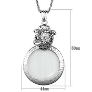3W913 - Rhodium Brass Magnifier pendant with Synthetic Synthetic Glass in Clear