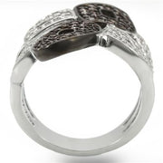 0W295 - Rhodium + Ruthenium Brass Ring with AAA Grade CZ  in Champagne
