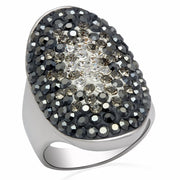 LO2084 - Rhodium Brass Ring with Top Grade Crystal  in Multi Color