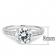 3W1507 - Rhodium Brass Ring with AAA Grade CZ  in Clear