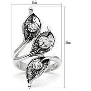 3W193 - Rhodium Brass Ring with Top Grade Crystal  in Clear