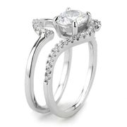 3W1591 - Rhodium Brass Ring with AAA Grade CZ  in Clear