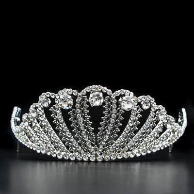 LO2114 - Imitation Rhodium Brass Tiaras & Hair Clip with Top Grade Crystal  in Clear