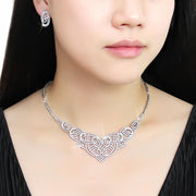 3W1433 - Rhodium Brass Jewelry Sets with AAA Grade CZ  in Clear