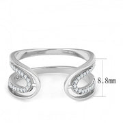 DA056 - High polished (no plating) Stainless Steel Ring with AAA Grade CZ  in Clear