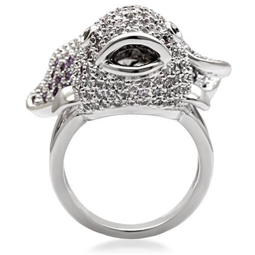 1W085 - Rhodium Brass Ring with AAA Grade CZ  in Multi Color