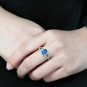 DA306 - No Plating Stainless Steel Ring with Synthetic Spinel in London Blue