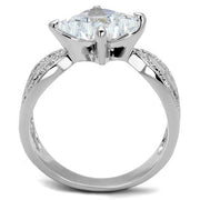 3W1350 - Rhodium Brass Ring with AAA Grade CZ  in Clear