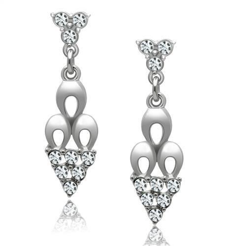 LO1969 - Rhodium White Metal Earrings with Top Grade Crystal  in Clear