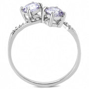 DA244 - High polished (no plating) Stainless Steel Ring with AAA Grade CZ  in Light Amethyst