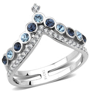 DA305 - No Plating Stainless Steel Ring with Top Grade Crystal  in Multi Color