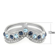 DA305 - No Plating Stainless Steel Ring with Top Grade Crystal  in Multi Color