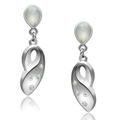 LO1978 - Rhodium White Metal Earrings with Top Grade Crystal  in Clear
