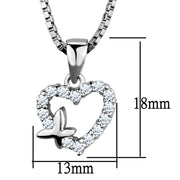 3W840 - Rhodium Brass Chain Pendant with AAA Grade CZ  in Clear