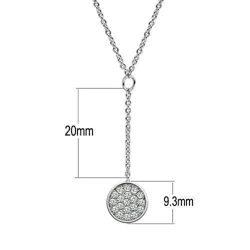 3W077 - Rhodium Brass Necklace with AAA Grade CZ  in Clear