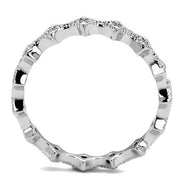 3W1231 - Rhodium Brass Ring with AAA Grade CZ  in Clear