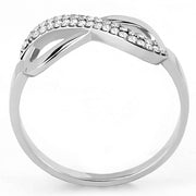 DA054 - High polished (no plating) Stainless Steel Ring with AAA Grade CZ  in Clear