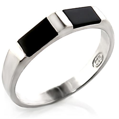 30919 - High-Polished 925 Sterling Silver Ring with Semi-Precious Onyx in Jet