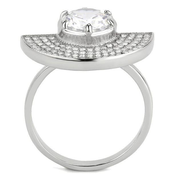 DA336 - No Plating Stainless Steel Ring with AAA Grade CZ  in Clear