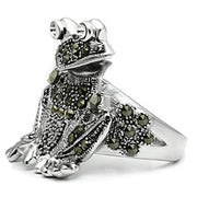 3W205 - Rhodium Brass Ring with Top Grade Crystal  in Clear