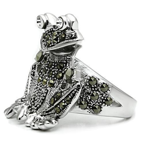 3W205 - Rhodium Brass Ring with Top Grade Crystal  in Clear