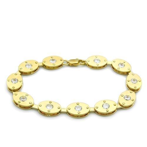 LO2018 - Matte Gold & Gold Brass Bracelet with AAA Grade CZ  in Clear