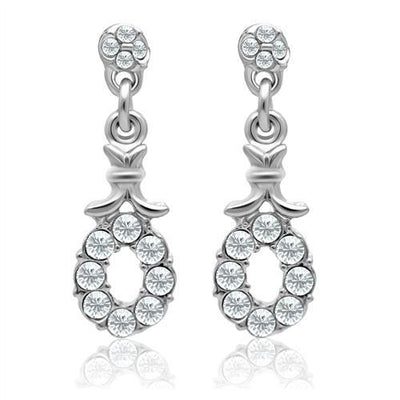 LO1974 - Rhodium White Metal Earrings with Top Grade Crystal  in Clear