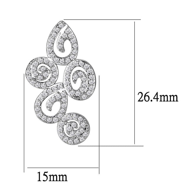 3W1419 - Rhodium Brass Jewelry Sets with AAA Grade CZ  in Clear
