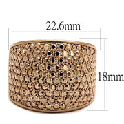 3W935 - IP Rose Gold(Ion Plating) Brass Ring with AAA Grade CZ  in Metallic Light Gold