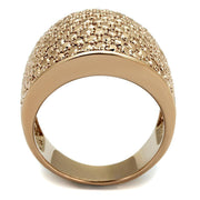 3W935 - IP Rose Gold(Ion Plating) Brass Ring with AAA Grade CZ  in Metallic Light Gold