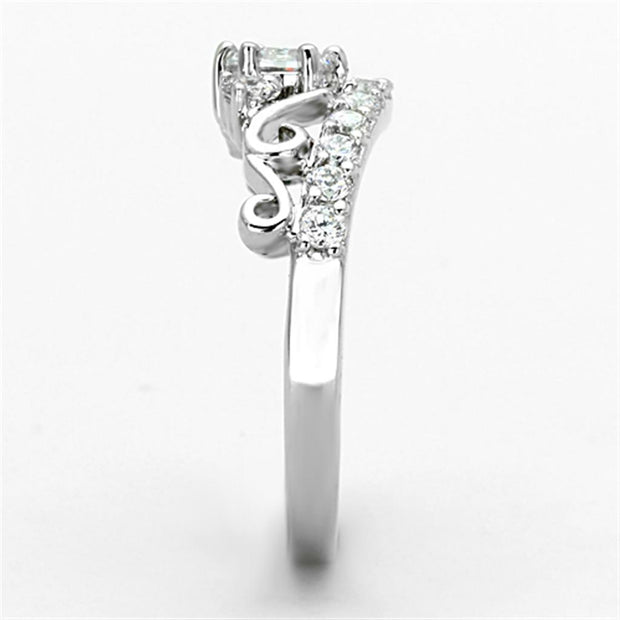 3W483 - Rhodium Brass Ring with Top Grade Crystal  in Clear