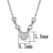 3W449 - Rhodium Brass Necklace with AAA Grade CZ  in Clear
