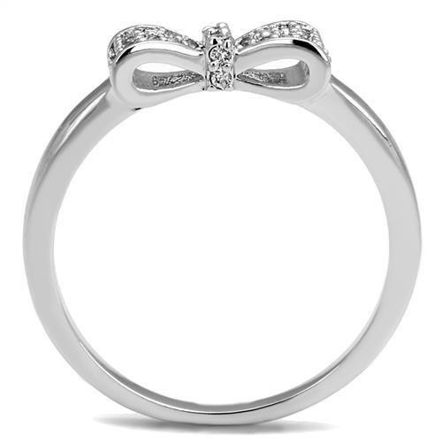 3W1235 - Rhodium Brass Ring with AAA Grade CZ  in Clear