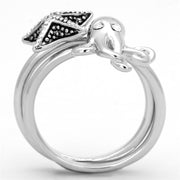 3W564 - Rhodium Brass Ring with Top Grade Crystal  in Clear