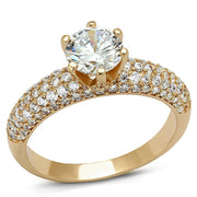 3W1254 - Rose Gold Brass Ring with AAA Grade CZ  in Clear