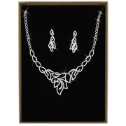 3W1420 - Rhodium Brass Jewelry Sets with AAA Grade CZ  in Clear