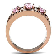 GL244 - IP Rose Gold(Ion Plating) Brass Ring with AAA Grade CZ  in Rose