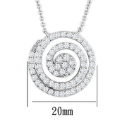 3W422 - Rhodium Brass Necklace with AAA Grade CZ  in Clear