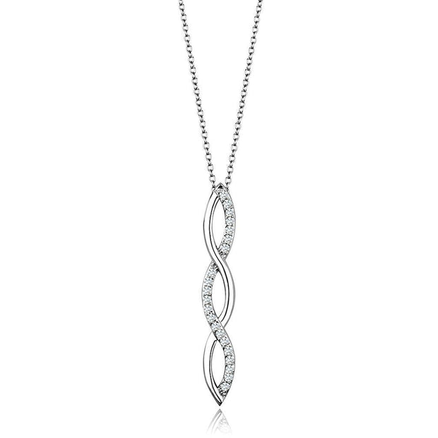 3W1039 - Rhodium Brass Chain Pendant with AAA Grade CZ  in Clear