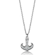 3W1035 - Rhodium Brass Chain Pendant with AAA Grade CZ  in Clear