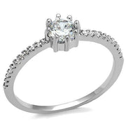 3W1233 - Rhodium Brass Ring with AAA Grade CZ  in Clear
