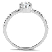 3W1233 - Rhodium Brass Ring with AAA Grade CZ  in Clear