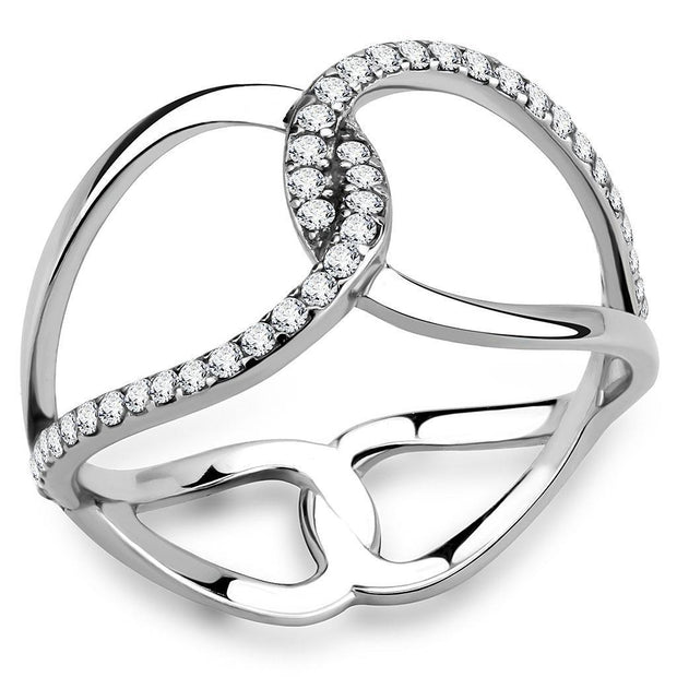 DA307 - No Plating Stainless Steel Ring with AAA Grade CZ  in Clear