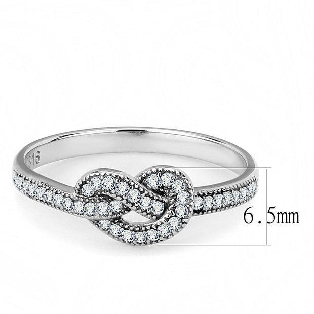 DA053 - High polished (no plating) Stainless Steel Ring with AAA Grade CZ  in Clear