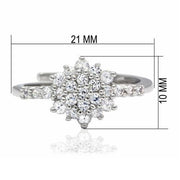 LO2052 - Rhodium Brass Ring with AAA Grade CZ  in Clear