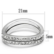 3W053 - Rhodium Brass Ring with Top Grade Crystal  in Clear